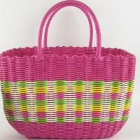 塑料编织购物篮手提菜篮子宠物框买菜洗澡篮浴室藤编浴筐收纳野餐 小号