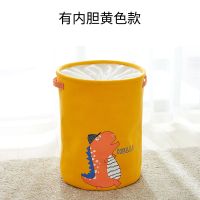 玩具收纳箱筐布艺儿童整理盒大容量脏衣篮家用装衣服宝宝储物神器 黄色小恐龙【束口有内胆-款】