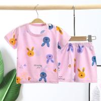 儿童空调服套装家居服宝宝短袖短裤睡衣夏天男女童衣服可外穿T恤 竹节棉-小伙伴短袖 80(建议身高70-80cm)