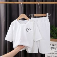 宝宝家居服套装夏季薄款儿童空调服七分袖男童女童睡衣婴儿衣服潮 家居服乳白色 80