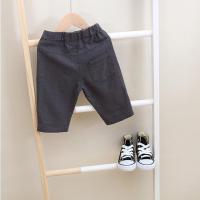 男童裤子2020夏款宝宝短裤洋气小童七分裤马裤薄款棉麻宽松中裤潮 深灰色 100