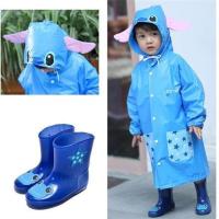 雨靴儿童雨衣雨鞋雨伞套装儿童雨鞋男童女童1-3岁宝宝幼儿园公主 蓝史仔雨衣+深蓝雨鞋(不加内胆 XS衣80-95鞋内长1