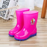 2-11岁水鞋儿童雨鞋加绒小学生卡通防滑胶靴男女中小童雪地靴雨靴 红(防滑底)无绒套 32 #合适27码[内长17.5厘