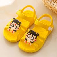 儿童包头防尿学步鞋夏季婴儿软底 0-1-2-3男女童宝宝居家防滑凉鞋 露趾哪吒-黄色 15码/鞋内长11cm