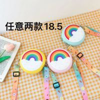 ins韩版硅胶卡通可爱甜甜圈夏穿搭游玩时尚幼儿园礼物斜挎包 彩虹两个组合