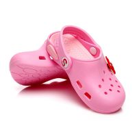 爱护康硅胶儿童洞洞鞋夏新防滑男女软底沙滩婴幼儿梓煊宝贝凉拖鞋 粉红色 23码内长14cm