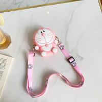 硅胶儿童包包时尚女童斜挎包洋气公主婴儿手提包可爱小女孩小包潮 中号全身粉叮当猫 +短绳