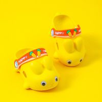 宝宝小童洞洞鞋儿童拖鞋夏男童女童婴儿幼儿防滑软底室内包头凉拖 黄色 16 码内长11cm