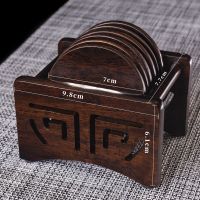 黑檀实木茶垫杯垫茶杯垫茶道功夫茶杯托茶托创意茶具配件大全隔热 黑檀木 圆 茶杯垫 送茶巾