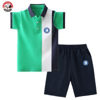 史努比男童套装夏季POLO衫夏装2021新款男大童两件套儿童中大童 绿色上衣+黑色卫短裤 120
