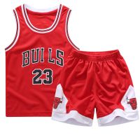 夏季儿童小中大童篮球服套装童装男童无袖背心短裤小学生训练球衣 公牛23号红色[无礼品] 110 穿身高100-110厘米