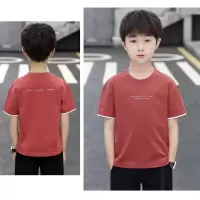 童装男童短袖套装2021新款夏季儿童休闲装中大童POLO衫两件套韩版 砖红色 单上衣 130
