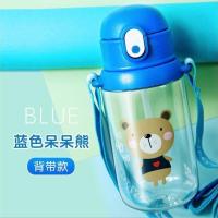 儿童水杯春夏季学生水壶幼儿园男女宝宝杯子大容量防摔卡通吸管杯 o呆萌小熊600ml+背带 原装配置
