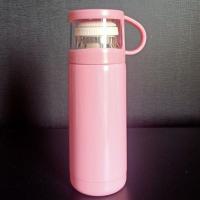 儿童保温杯学生男女卡通可爱简约水杯304不锈钢便携水壶带盖杯子 透明盖 350ML-粉色 杯子