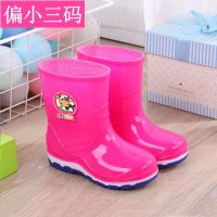 2-10岁儿童雨鞋男女水鞋加绒加棉卡通胶靴水靴雨靴防滑胶鞋雪地靴 [不加绒]红色 26码(14.5cm)1岁半到2岁