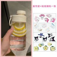 水杯女学生韩版吸管可爱防摔简约大容量便携刻度少女心塑料杯子 无图案直饮+可指定贴纸一张 单杯