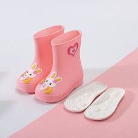 儿童卡通雨鞋学生卡通糖果兔小鸟胖鸭水鞋男女宝柔软防水防滑雨靴 糖果兔(送厚鞋垫) 内长15.0cm