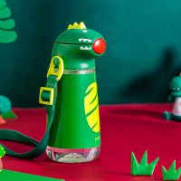 儿童男女高颜值水杯带吸管学生韩版炫酷可爱夏天用杯子ins防摔壶 【Tritan进口材质】送杯刷 背带 【吸管杯】蓝小兔4