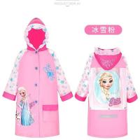 迪士尼儿童雨衣女童冰雪书包位加厚宝宝小孩幼儿园小学生防水雨披 粉色冰雪奇缘书包位雨衣 S码建议2-4岁90-105cm