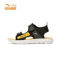 安踏儿童凉鞋2021年新款男童沙滩鞋时尚网眼魔术贴大童凉鞋休闲鞋 黑/姜黄-1 [门店同款] 34