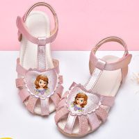 童鞋女童凉鞋儿童真皮软底公主鞋2021新款夏季鞋子学生韩版高跟鞋 01 苏菲亚公主粉色 26 内长16.9适合脚长16.