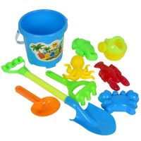 儿童沙滩玩具套装玩沙子挖铲子桶工具决明子宝宝沙漏男孩大号推车 沙滩9件套