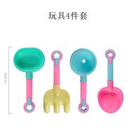 儿童大号沙滩玩具加厚铁铲子铁桶套装小孩玩沙戏水桶园艺工具铲子 4个塑料铲子混搭