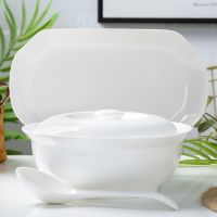 家用1个汤碗带盖品锅景德镇 陶瓷餐具大汤碗配大汤勺创意汤古鱼盘 纯白 1个9英寸无盖汤古送大勺