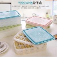 冻饺子盒多层装水饺的托盘冷冻绞子保鲜馄饨家用冰箱专用收纳盒子 绿色 1个装