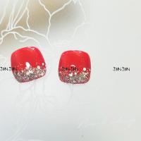 脚指甲贴片一对大拇指甲片 显脚白贴片光疗甲 红色16mm一对