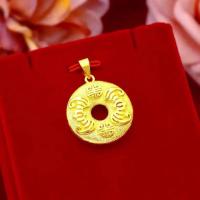 越南沙金国风钻石算盘吊坠项链 民族风24算盘项链时尚不掉色首饰 平安扣吊坠