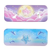 创意小学生铁文具盒男女生儿童大容量三层多功能耐摔带轮子铅笔盒 紫色 B-662-23