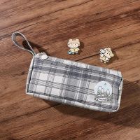 大容量帆布笔袋女简约中小学生ins日系笔袋女高颜值JK文具盒盐系 温柔一刀+3枚胸针(收藏送)