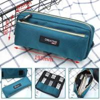 得力笔袋男小学生大中学生文具盒男女学生铅笔盒男孩大容量文具袋 66761蓝色/子母袋 1个