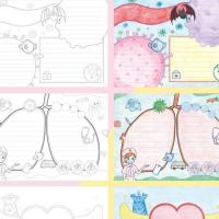 抗击疫情新型病毒武汉中国加油涂色空白手抄报小报素材手抄报 抗击疫情报(4+4)