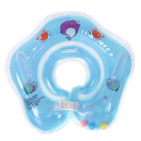 婴儿脖圈游泳圈儿童幼儿新生儿游泳圈小孩宝宝脖子圈可调节腋下圈 中号梅花型蓝色0-12个月 裸圈
