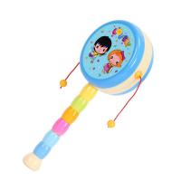 两只装拨浪鼓婴儿玩具塑料手摇鼓儿童摇铃新生儿乐器 蓝色+蓝色
