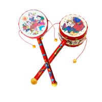 婴儿手摇铃玩具拨浪鼓益智早教3-6-12宝宝0一1岁幼儿新生儿男女孩 吉祥鼓2个 颜色图案随机