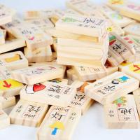 多米诺骨牌儿童积木拼装益智玩具100片双面数字汉字水果早教认知 50片双面汉字(共100内容)