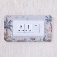 亚克力118型三位开关贴墙贴灯开关保护套客厅卧室插座开关装饰贴 椰子鹿 7.5*15.5cm