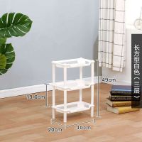 厨房蔬菜置物架塑料收纳筐落地多层水果收纳架万向轮储物架整理架 印花长方形白色(小号3层)