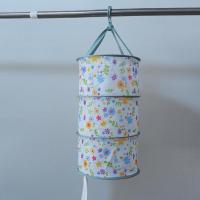 多层全封闭私密晒衣网内衣专用晾晒神器隐私晒衣篮晾晒网兜防蚊虫 3层田园花