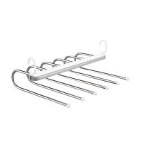 折叠裤架伸缩多功能多层裤子衣架家用魔术裤夹衣柜收纳神器裤挂架 6层防滑裤架[白色] 不锈刚防滑双挂钩