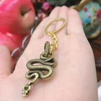 黄铜12十二生肖钥匙扣挂件属相小铜鼠牛虎兔龙蛇马羊猴鸡狗猪吊坠 黄铜蛇++钥匙扣(12克)