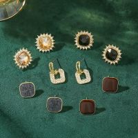 [五件套]在逃公主耳环新款2021年耳钉气质高级感耳坠女圆脸耳饰 霞光 [5件套]