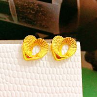 越南沙金小巧耳钉女防过敏耳棒仿真镀金豆豆耳环久不掉色时尚饰品 爱心小耳钉