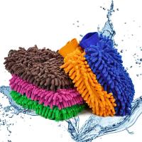 洗车手套毛绒双面雪尼尔擦车手套抹布珊瑚虫加厚加绒车用工具用品 双面雪尼尔手套(2只)