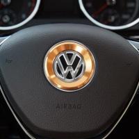 大众新款速腾迈腾途观L朗逸CC凌渡帕萨特宝来方向盘内饰装饰亮片 大众方向盘贴(单外圈金色)