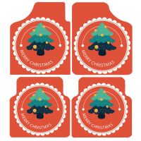 可爱卡通汽车脚垫时尚潮牌通用款脚踏垫子四季绒面防滑可水洗车垫 圣诞树 主驾驶单件