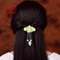 时尚气质古风汉服发夹头饰成人后脑勺半扎马尾发卡夹子饰品配饰女 淡绿色19号--4.5厘米小号夹子